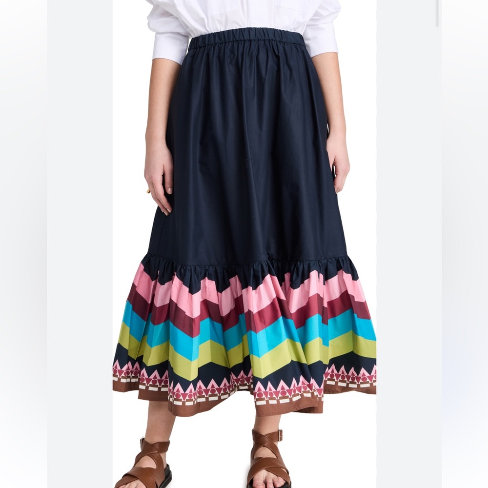 Black Multicolored Vibrant Chevron Patterned Midi… - image 1